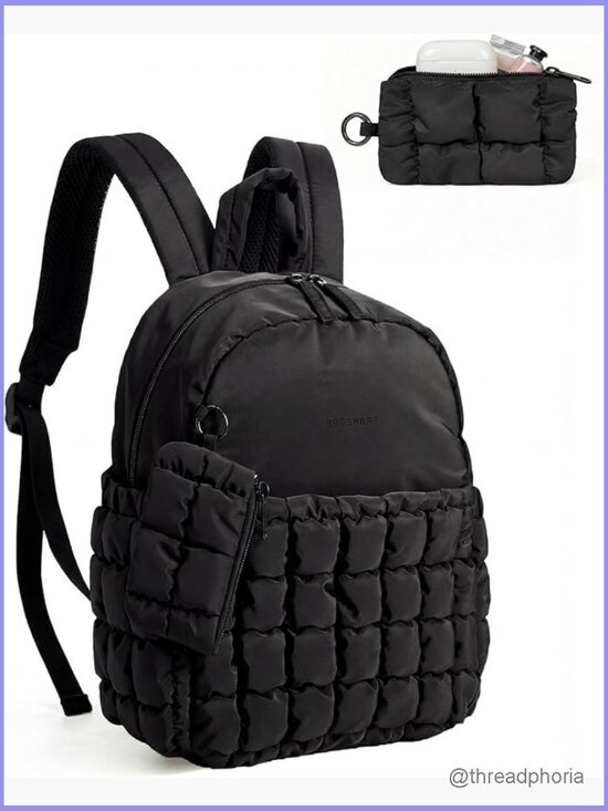 Mini Backpack with Detachable Pouch, Quilted Daypack Set main image 5